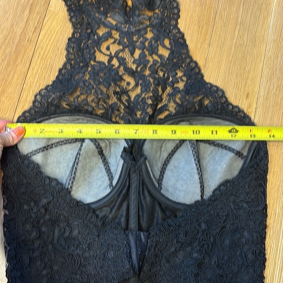 Vtg Only Hearts Black Lace Halter Corset Top Open Back 36C - Picture 7 of 8